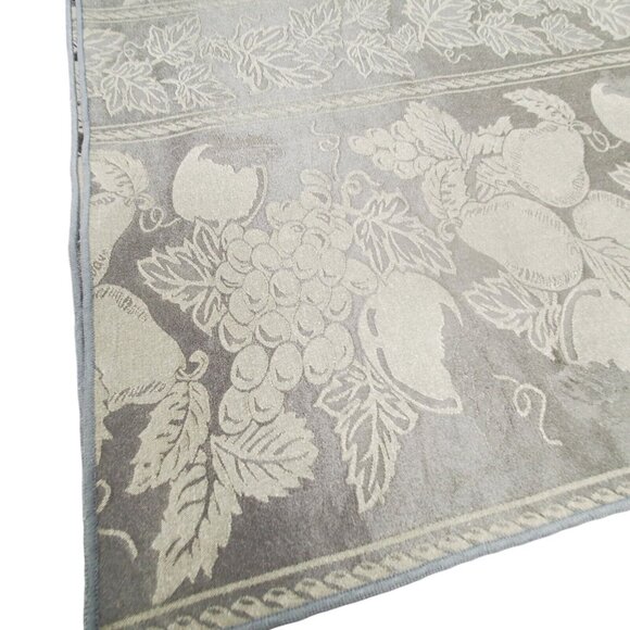 Vtg Green Cloth Napkins Jacquared Satin 16" Set Of 4 Pear Grape Ivy Fabric Olive - Picture 7 of 14